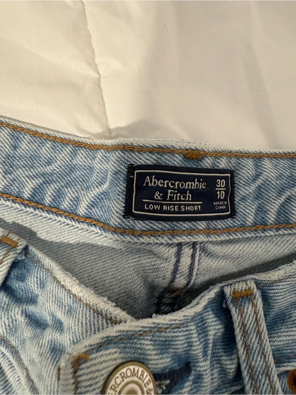 Abercrombie & Fitch Light Blue Distressed Denim Short Shorts
